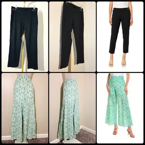 Nine West Black Chino Pants + Nanette Lepore Green Wide Leg Pants - sz Medium